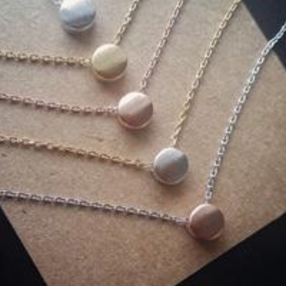 Dot Necklace - Silver chain/Rose Gold Dot Pendant - Picture 2 of 3